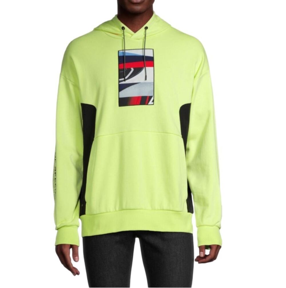 $125 NWT Puma Graphic Yellow Colorblock Street Hoodie Size XS